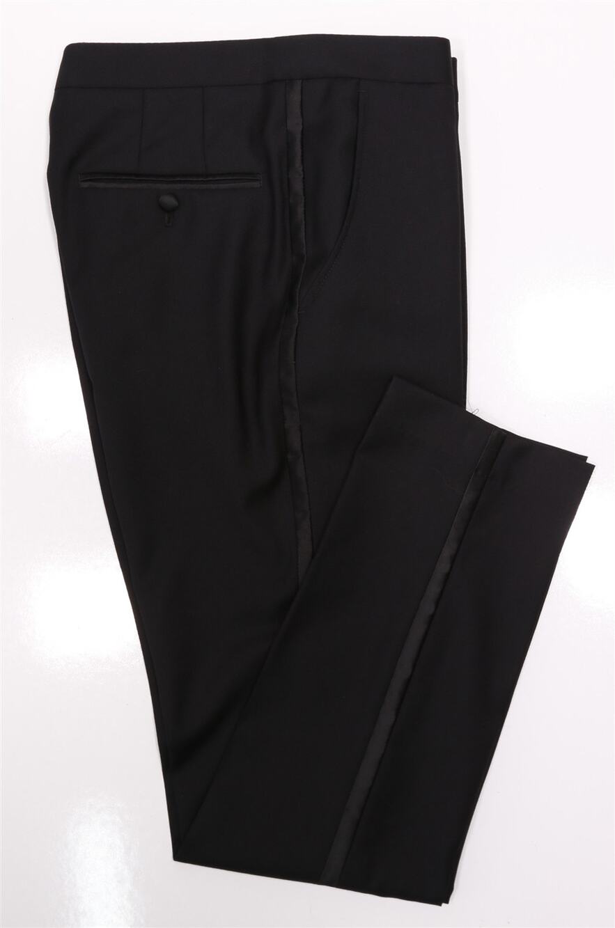 M Tailor Custom Black Flat Front Slim Fit Formal Tuxedo Wedding Pants 31x30